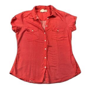 H&M L.O.G.G Red Button Up Top 10
